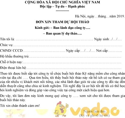 Mẫu đơn xin tham dự hội thảo