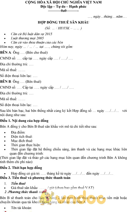 Mẫu hợp đồng thuê sân khấu