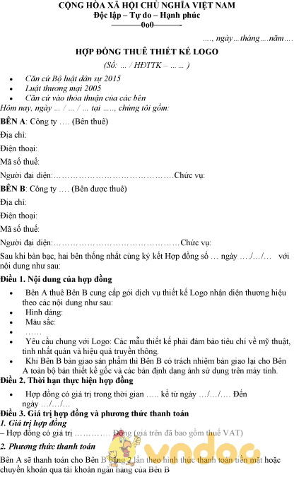 Mẫu hợp đồng thuê thiết kế logo
