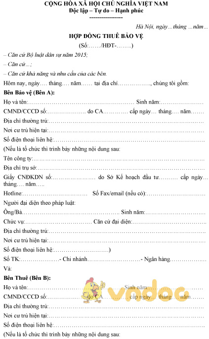 Mẫu hợp đồng thuê bảo vệ