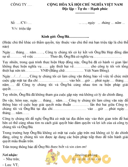 Mẫu công văn triệu tập