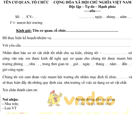Mẫu công văn mượn hội trường