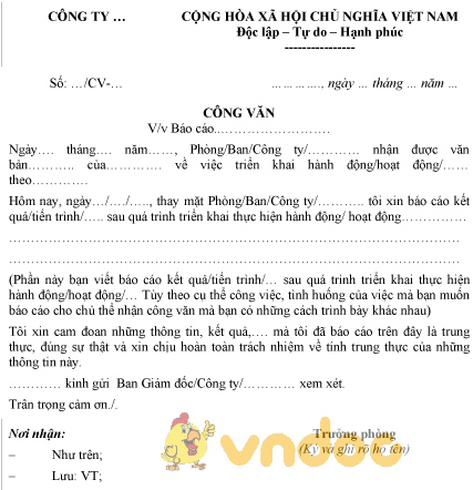 Mẫu công văn báo cáo