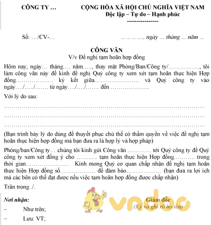 Mẫu công văn đề nghị tạm hoãn hợp đồng