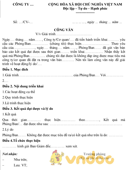 Mẫu công văn giải trình