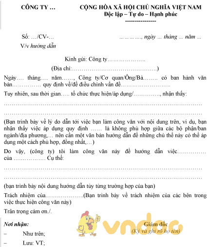 Mẫu công văn hướng dẫn