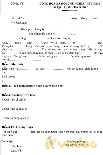 Mẫu công văn kiến nghị