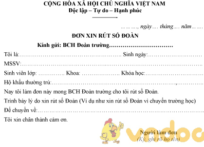 Mẫu đơn xin rút sổ đoàn