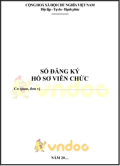 Bìa sổ đăng ký về hồ sơ viên chức