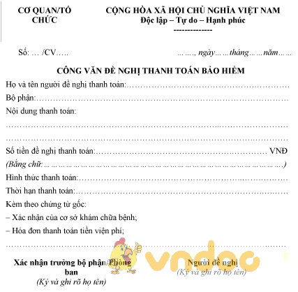 Mẫu công văn đề nghị thanh toán bảo hiểm
