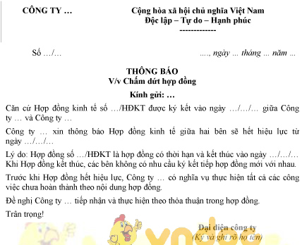 Mẫu thông báo chấm dứt hợp đồng khi hết hạn