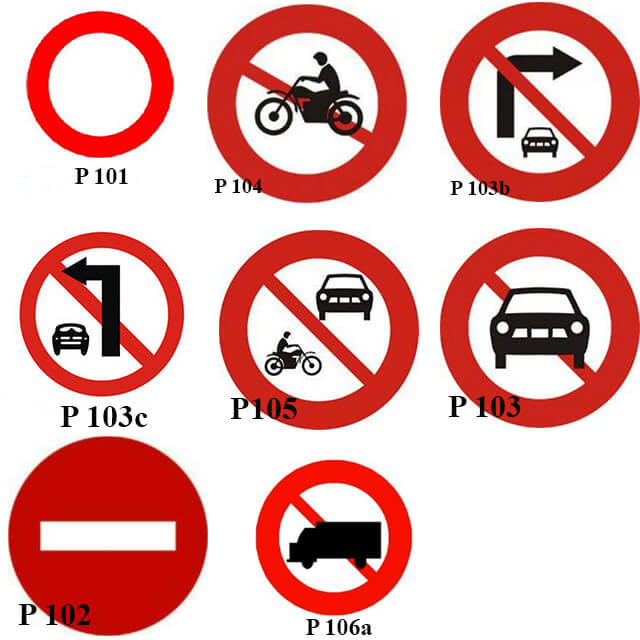 Các loại biển báo cấm