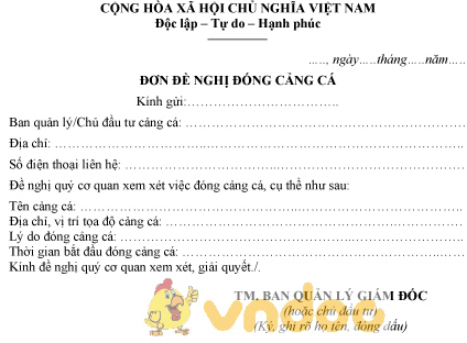 Mẫu đơn đề nghị đóng cảng cá