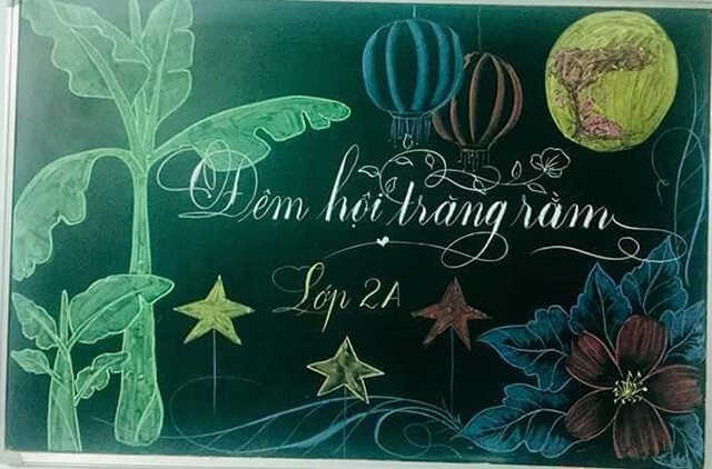 Trang trí bảng lớp ngày trung thu