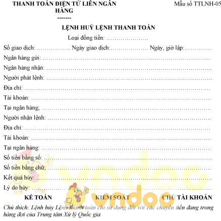 Lệnh hủy lệnh thanh toán