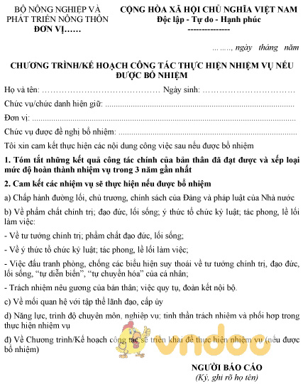 Mẫu chương trình kế hoạch công tác thực hiện nhiệm vụ nếu được bổ nhiệm