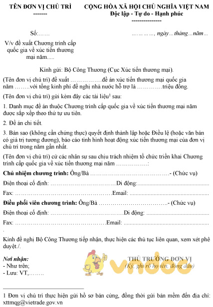 Mẫu văn bản đề xuất đề án thực hiện chương trình