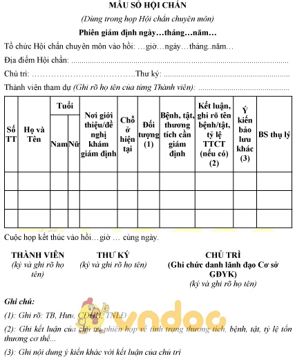 Mẫu sổ hội chẩn