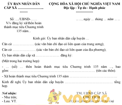 Mẫu đăng ký xã, thôn hoàn thành mục tiêu Chương trình 135