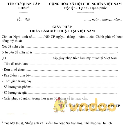 Mẫu giấy phép triển lãm mỹ thuật tại Việt Nam