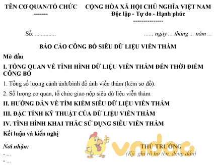 Mẫu báo cáo công bố siêu dữ liệu viễn thám
