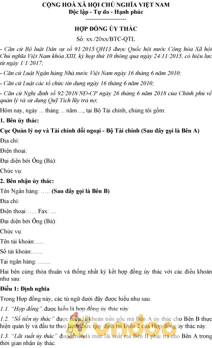 Mẫu số C04-Q: Hợp đồng ủy thác