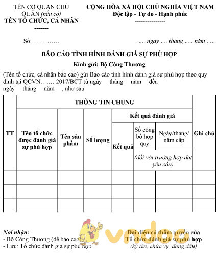 Mẫu báo cáo tình hình đánh giá sự phù hợp