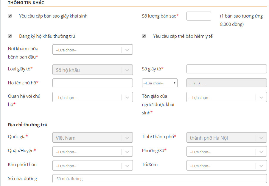 Hướng dẫn làm giấy khai sinh trực tuyến qua mạng