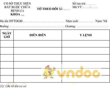 Mẫu tờ theo dõi bắt buộc chữa bệnh tâm thần