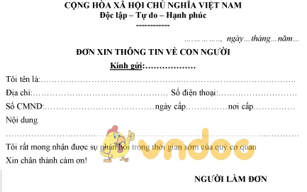 Mẫu đơn xin thông tin về con người