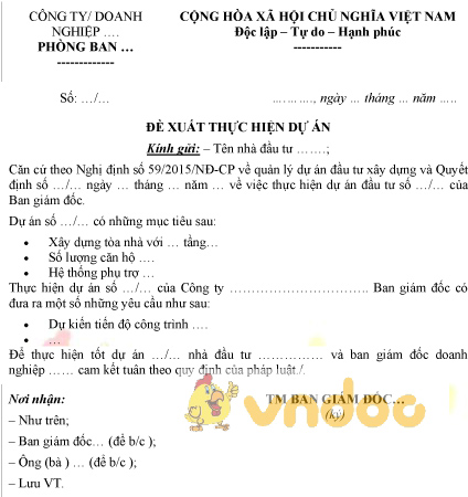 Mẫu văn bản đề xuất thực hiện dự án