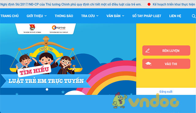 Đăng ký dự thi Luật trẻ em trực tuyến