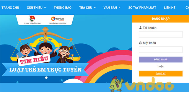 Đăng ký dự thi Luật trẻ em trực tuyến