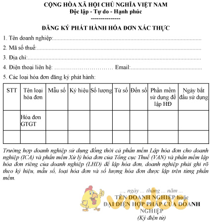 Mẫu đăng ký phát hành hóa đơn xác thực