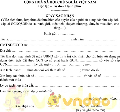 Mẫu đơn xin xác nhận việc trích đo