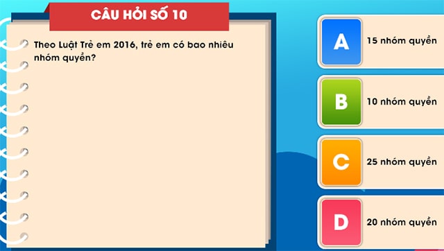 Đáp án tìm hiểu luật trẻ em trực tuyến bảng B