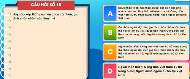 Đáp án tìm hiểu luật trẻ em trực tuyến bảng B