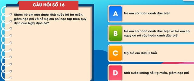 Đáp án tìm hiểu luật trẻ em trực tuyến bảng B