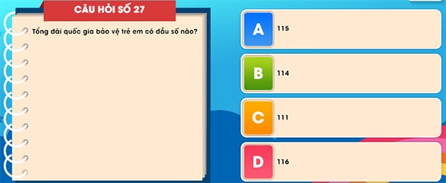 Đáp án tìm hiểu luật trẻ em trực tuyến bảng B