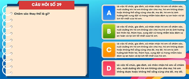 Đáp án tìm hiểu luật trẻ em trực tuyến bảng B