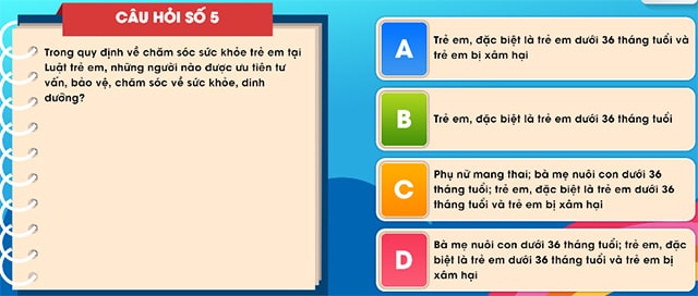 Đáp án tìm hiểu luật trẻ em trực tuyến bảng B