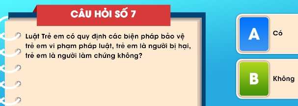 Đáp án tìm hiểu luật trẻ em trực tuyến bảng B