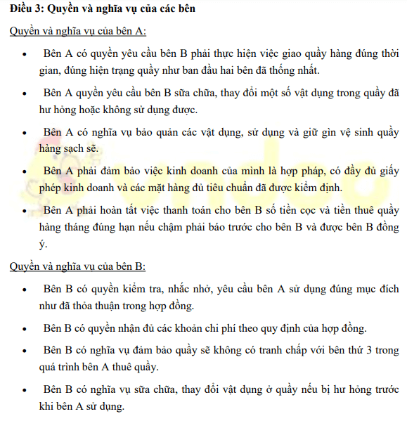 Mẫu hợp đồng thuê quầy bán hàng