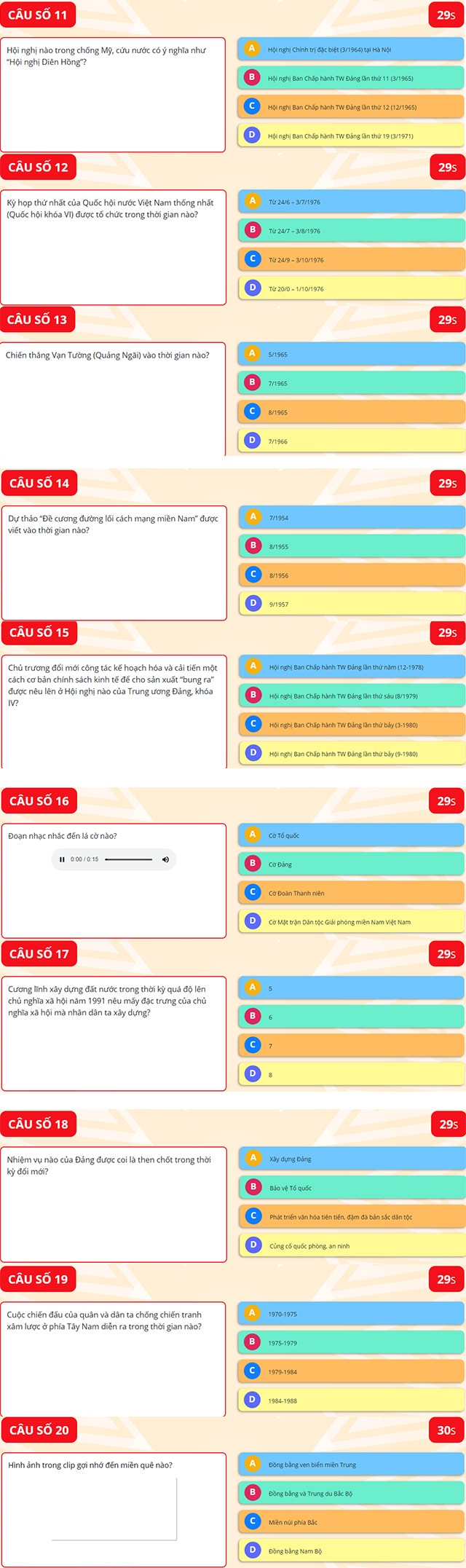 Đáp án thi tìm hiểu lịch sử đảng cộng sản việt nam