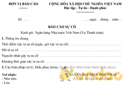 Mẫu báo cáo sự cố thanh toán