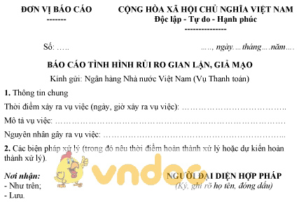 Mẫu báo cáo tình hình rủi ro gian lận, giả mạo