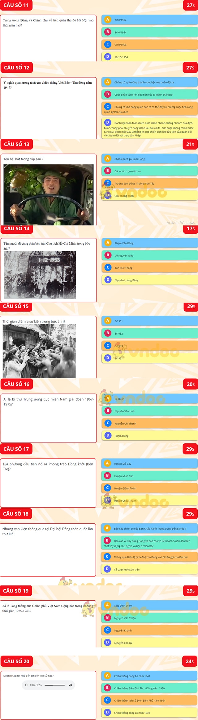 Đáp án cuộc thi tìm hiểu lịch sử Đảng