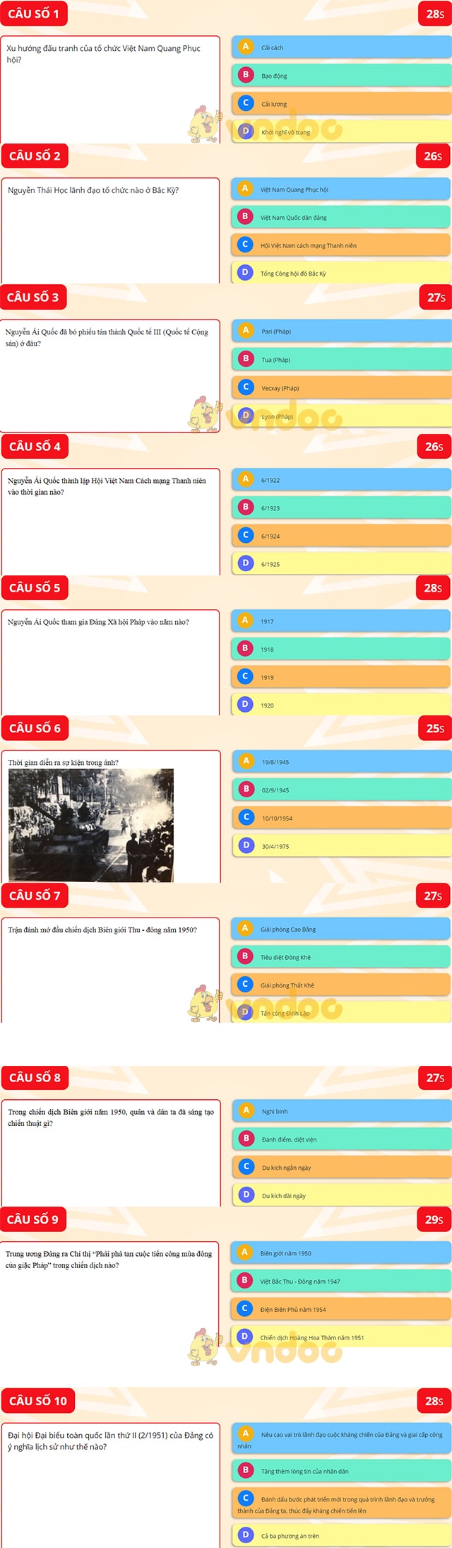 Đáp án cuộc thi tìm hiểu lịch sử Đảng
