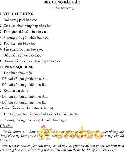 Mẫu đề cương yêu cầu báo cáo định kỳ