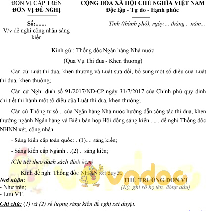 Mẫu đề nghị công nhận hiệu quả áp dụng và phạm vi ảnh hưởng của sáng kiến